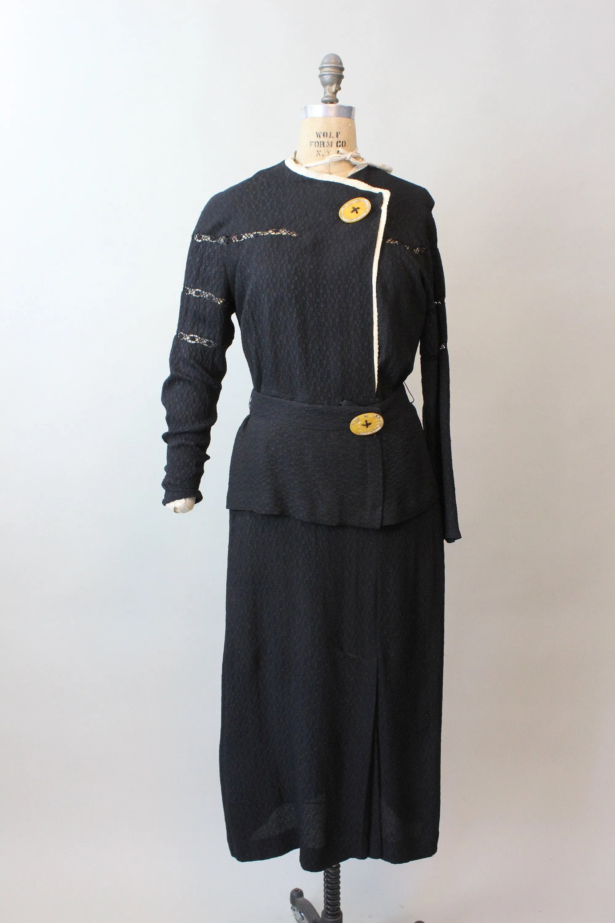 1920s 1930s SPIDERWEB open bakelite button dress medium | new fall