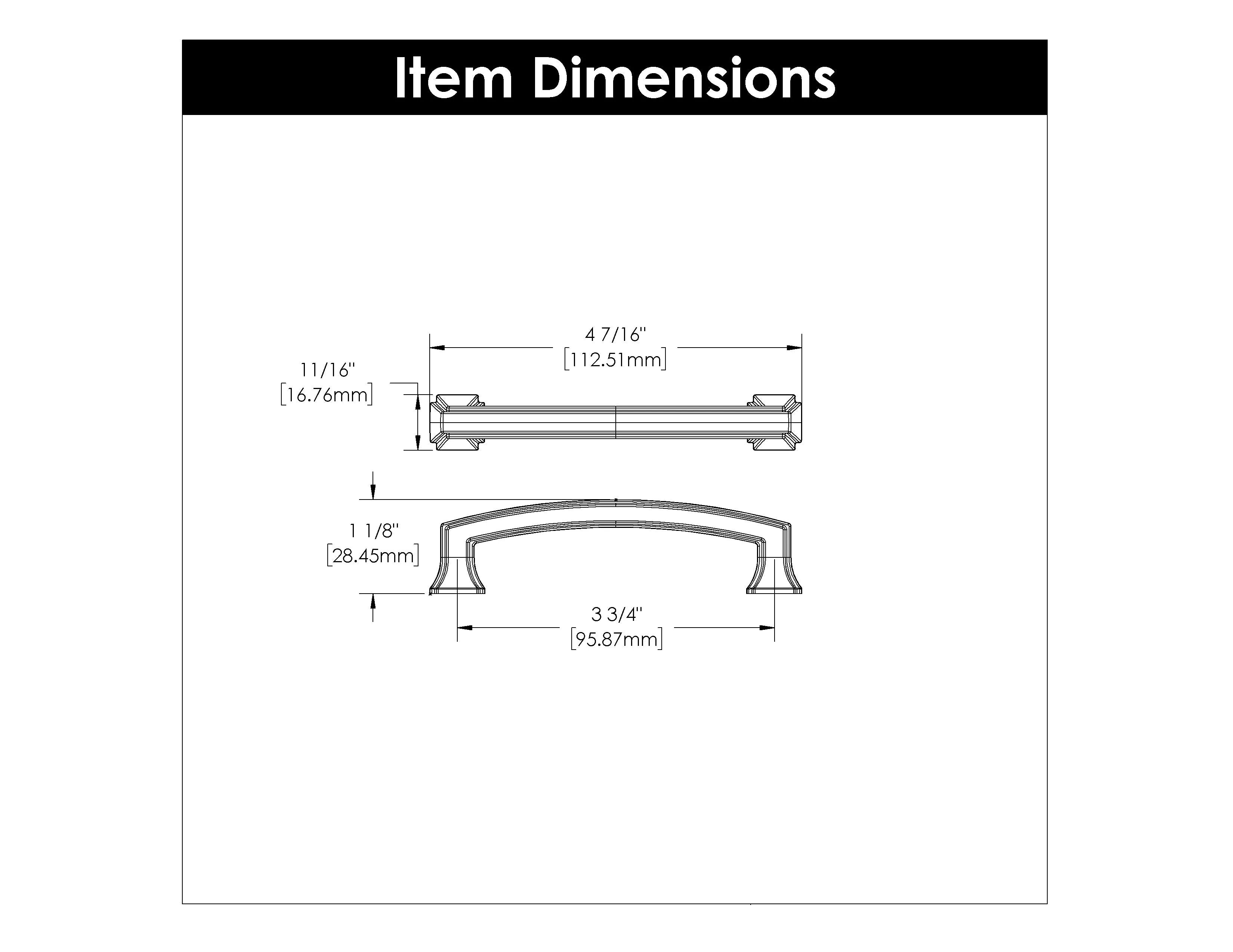 3-3/4 inch (96mm) Bridges Cabinet Pull