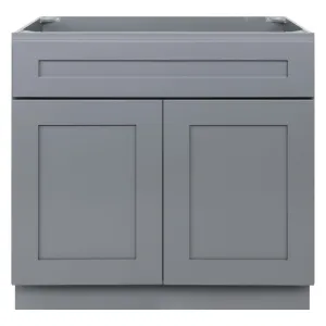 36 W x 21 D x 34.5 H Vanity Sink Base Gray Shaker Cabinet