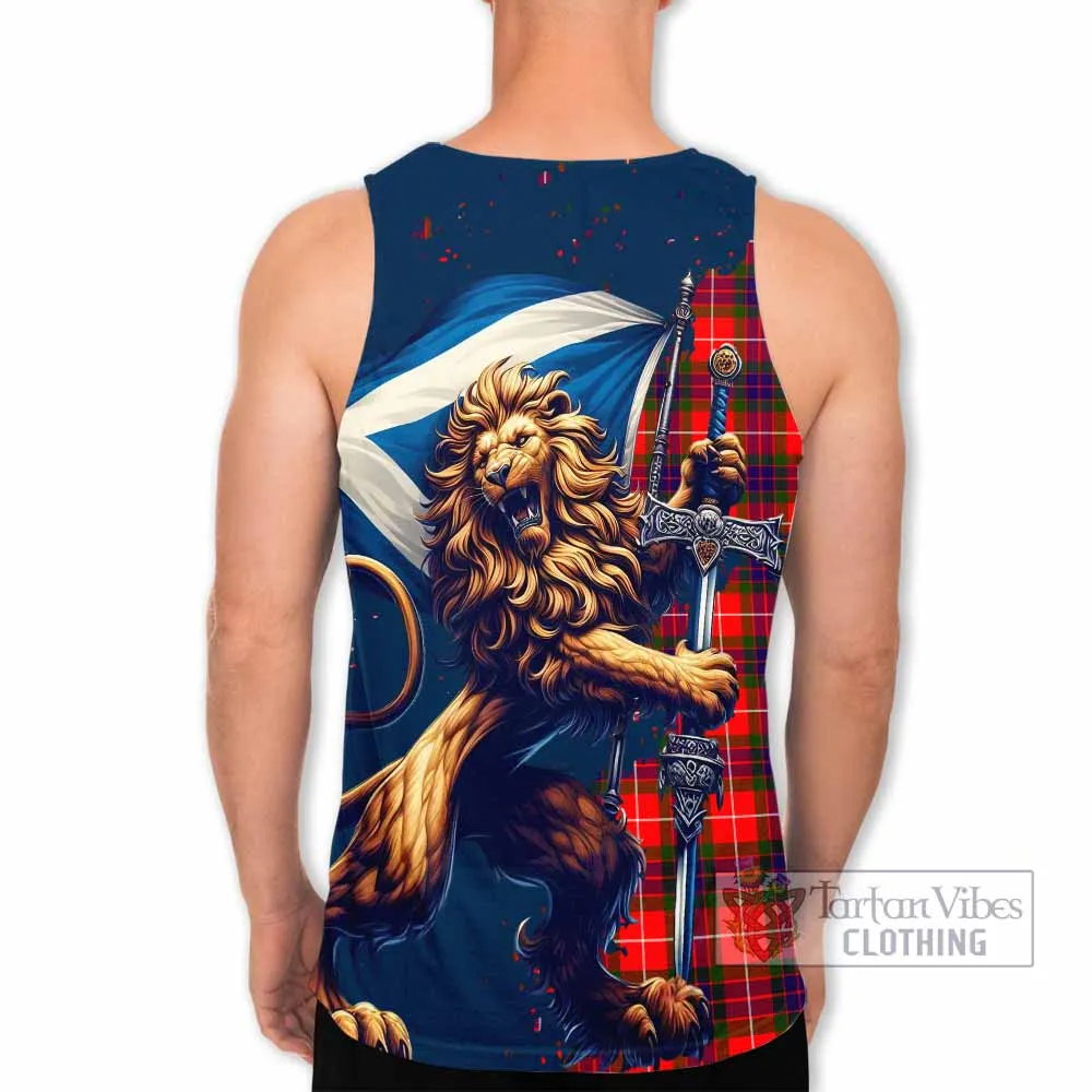 Abernethy Tartan Family Crest Men's Tank Top with Scottish Majestic Lion