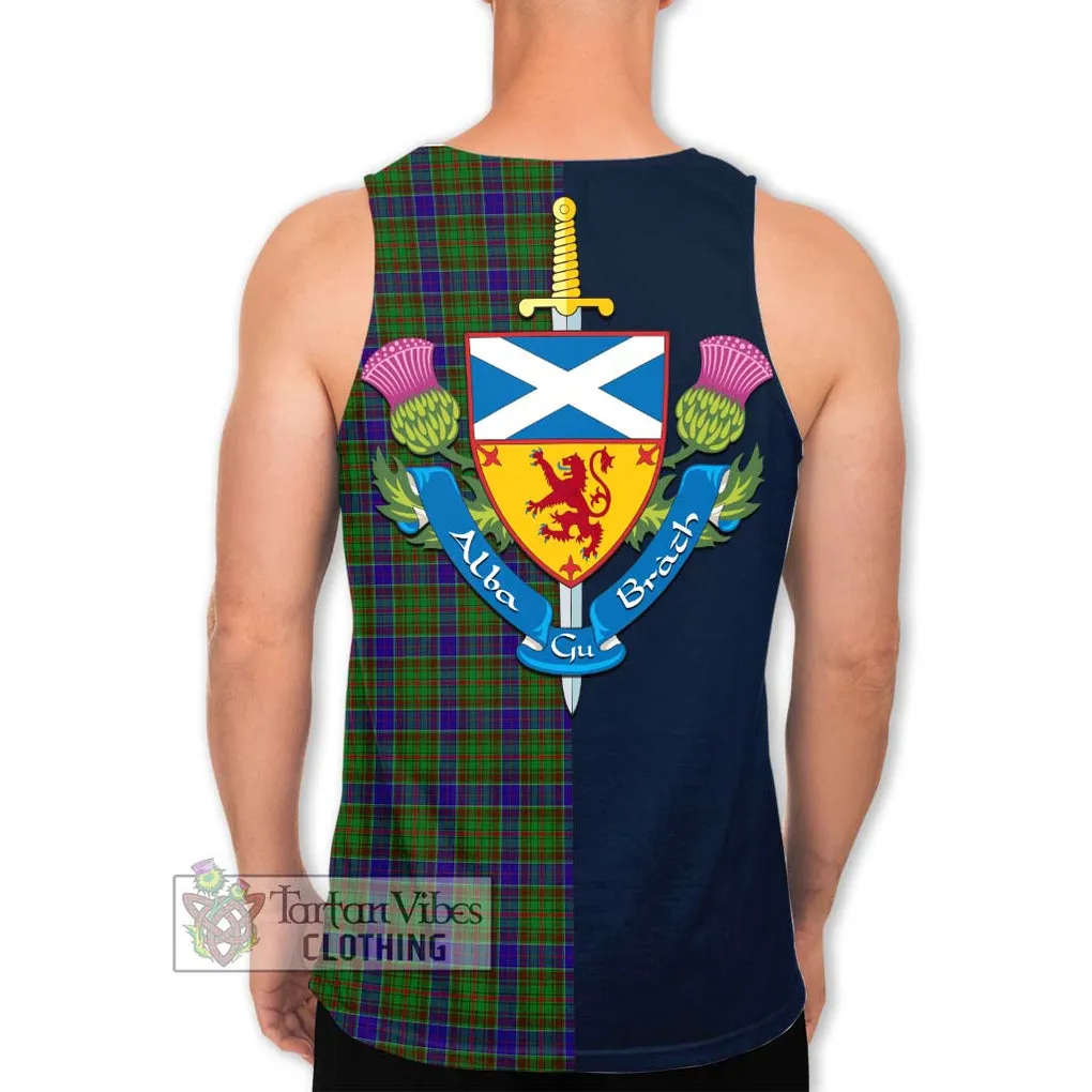 Adam Tartan Men's Tank Top Alba with Scottish Lion Royal Arm Half Style