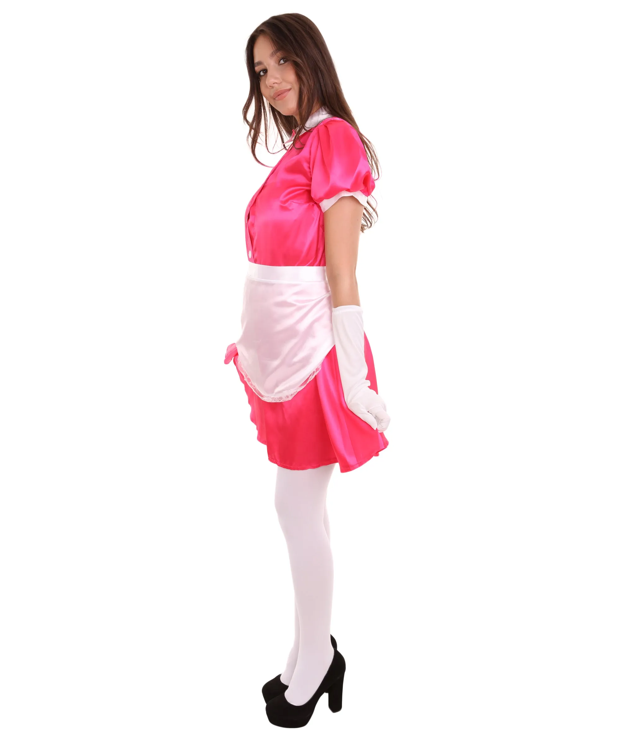 Adult Women's French Apron Maid Uniform Costume | Pink Cosplay Costume