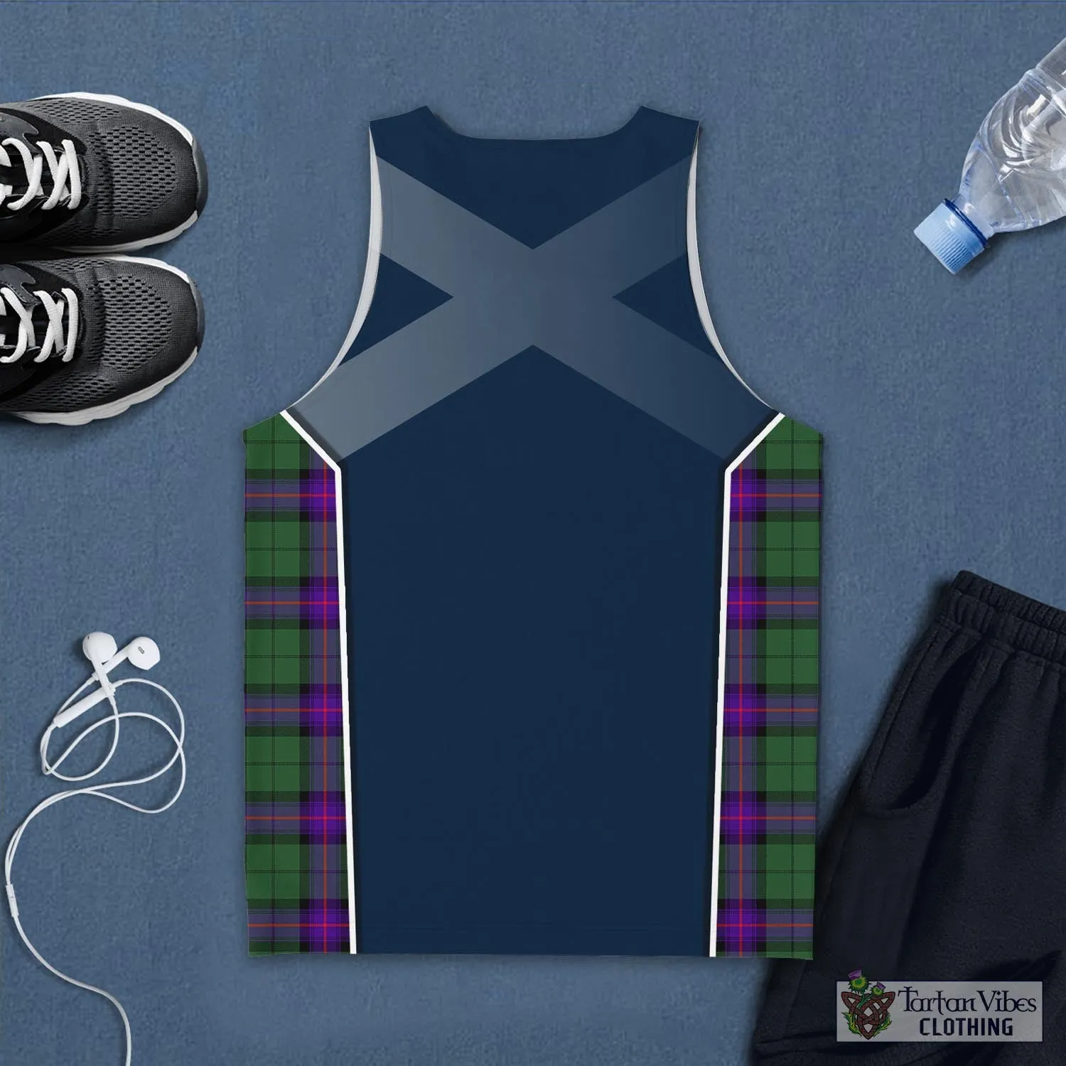 Armstrong Modern Tartan Men's Tanks Top with Family Crest and Scottish Thistle Vibes Sport Style