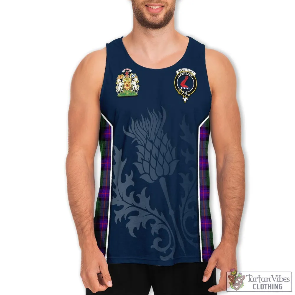 Armstrong Modern Tartan Men's Tanks Top with Family Crest and Scottish Thistle Vibes Sport Style