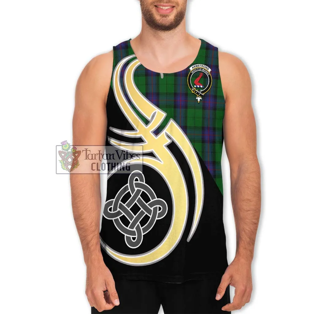 Armstrong Tartan Men's Tank Top with Family Crest and Celtic Symbol Style