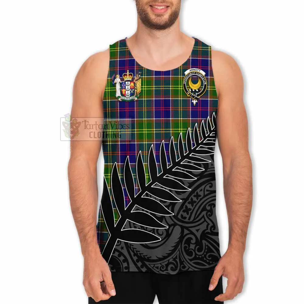 Arnott Crest Tartan Men's Tank Top with New Zealand Silver Fern Half Style