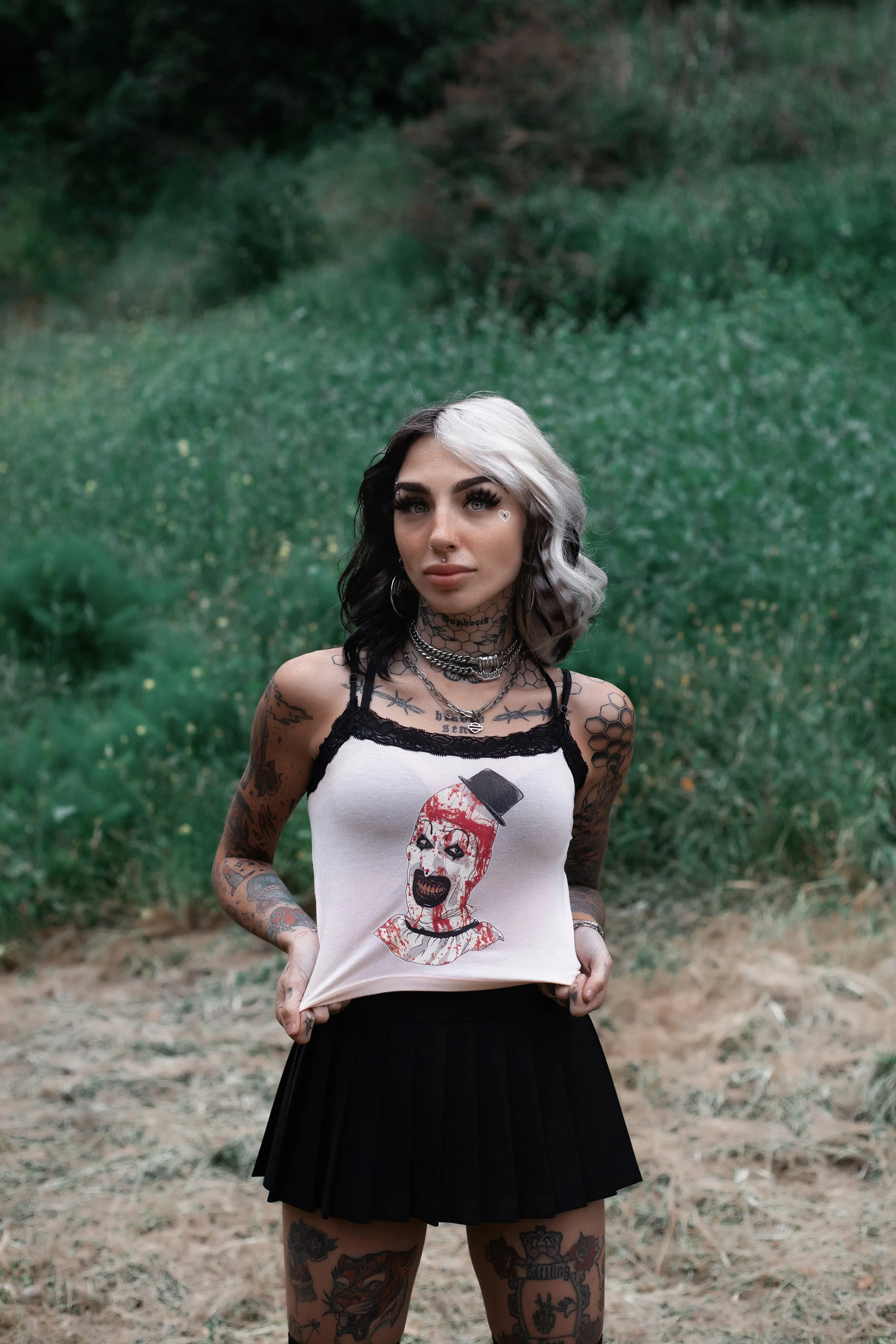 Art The Clown (Pink Cropped) Lace Tank