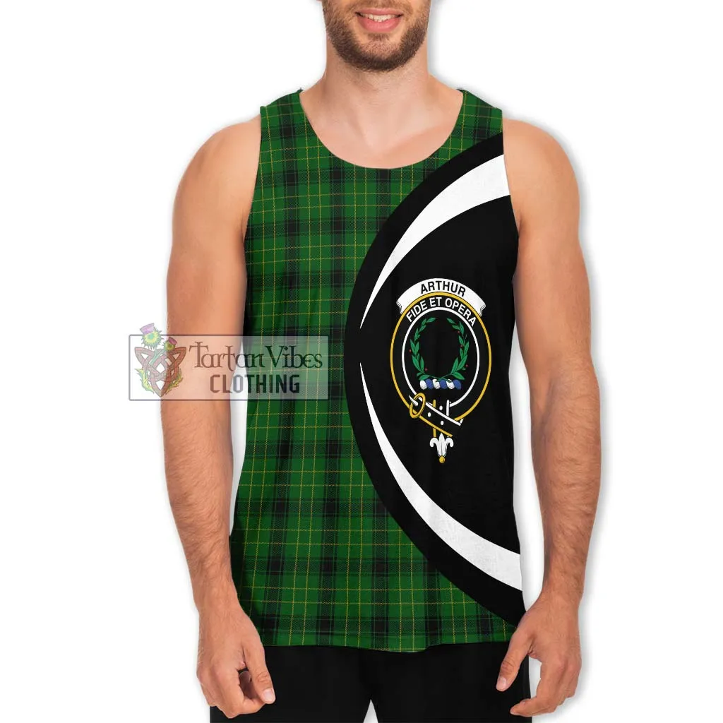 Arthur Highland Tartan Men's Tank Top with Family Crest Circle Style