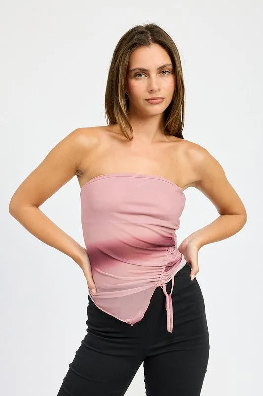 ASYMMETRICAL SHIRRED TUBE TOP