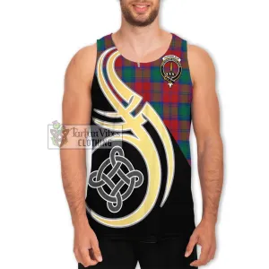 Auchinleck (Affleck) Tartan Men's Tank Top with Family Crest and Celtic Symbol Style