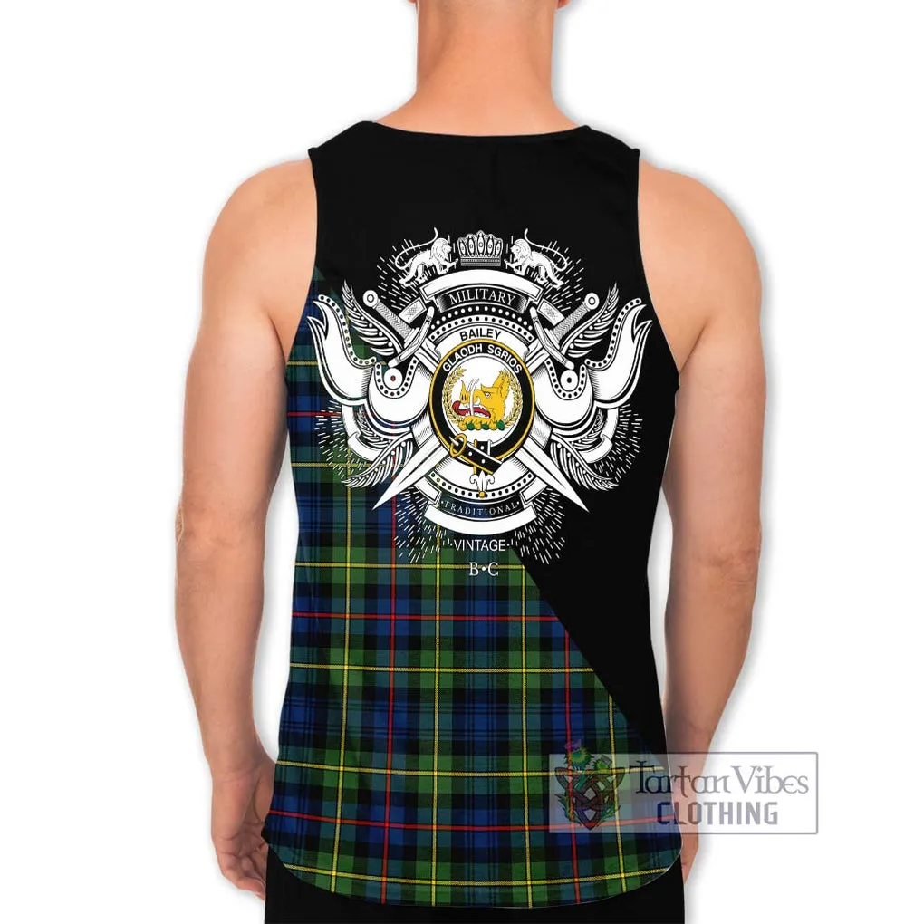 Bailey Modern Tartan Men's Tank Top with Family Crest and Military Logo Style