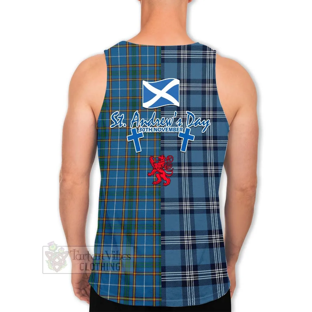 Bain Tartan Men's Tank Top Happy St. Andrew's Day Half Tartan Style