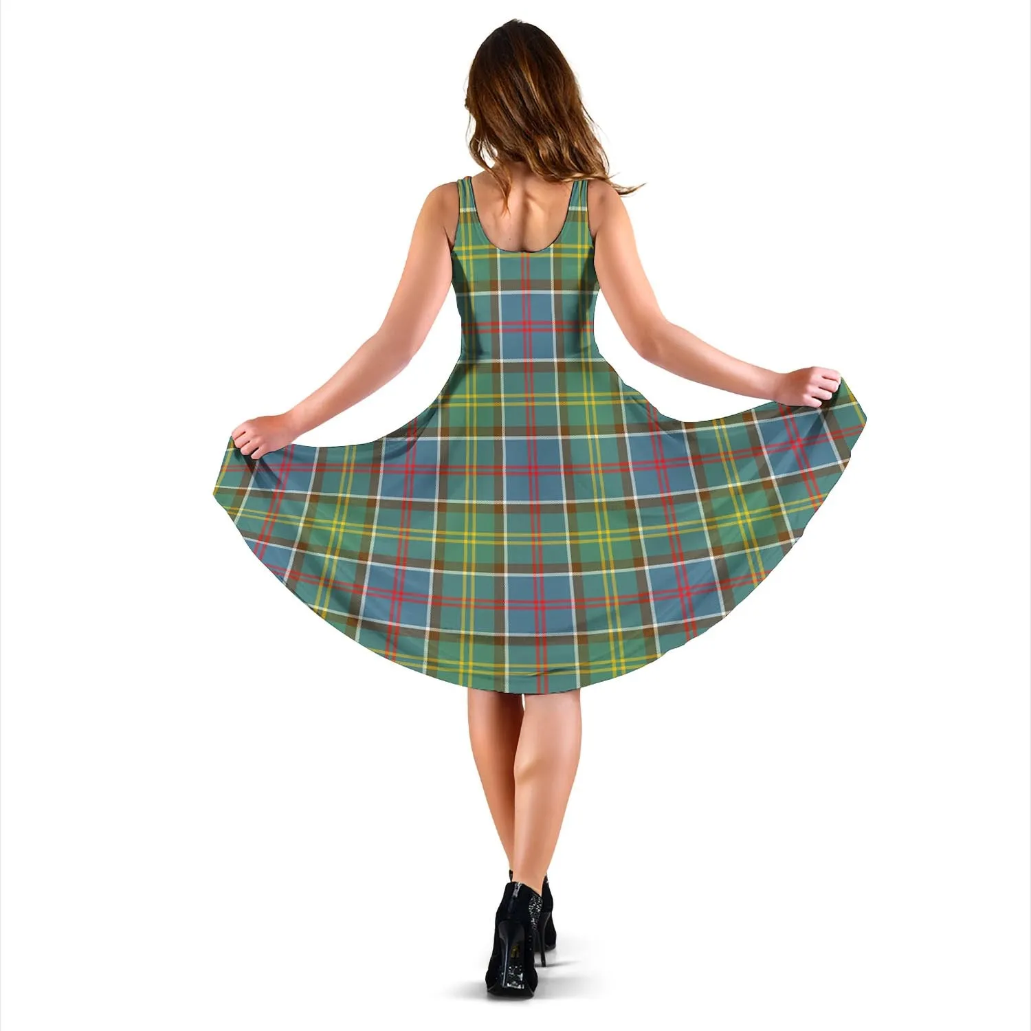 Barr Tartan Sleeveless Midi Womens Dress