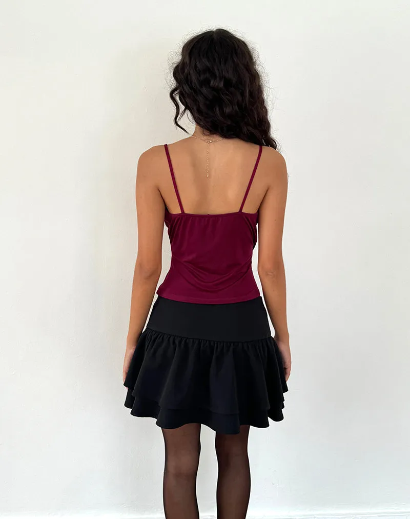 Bea Cross Front Top in Burgundy