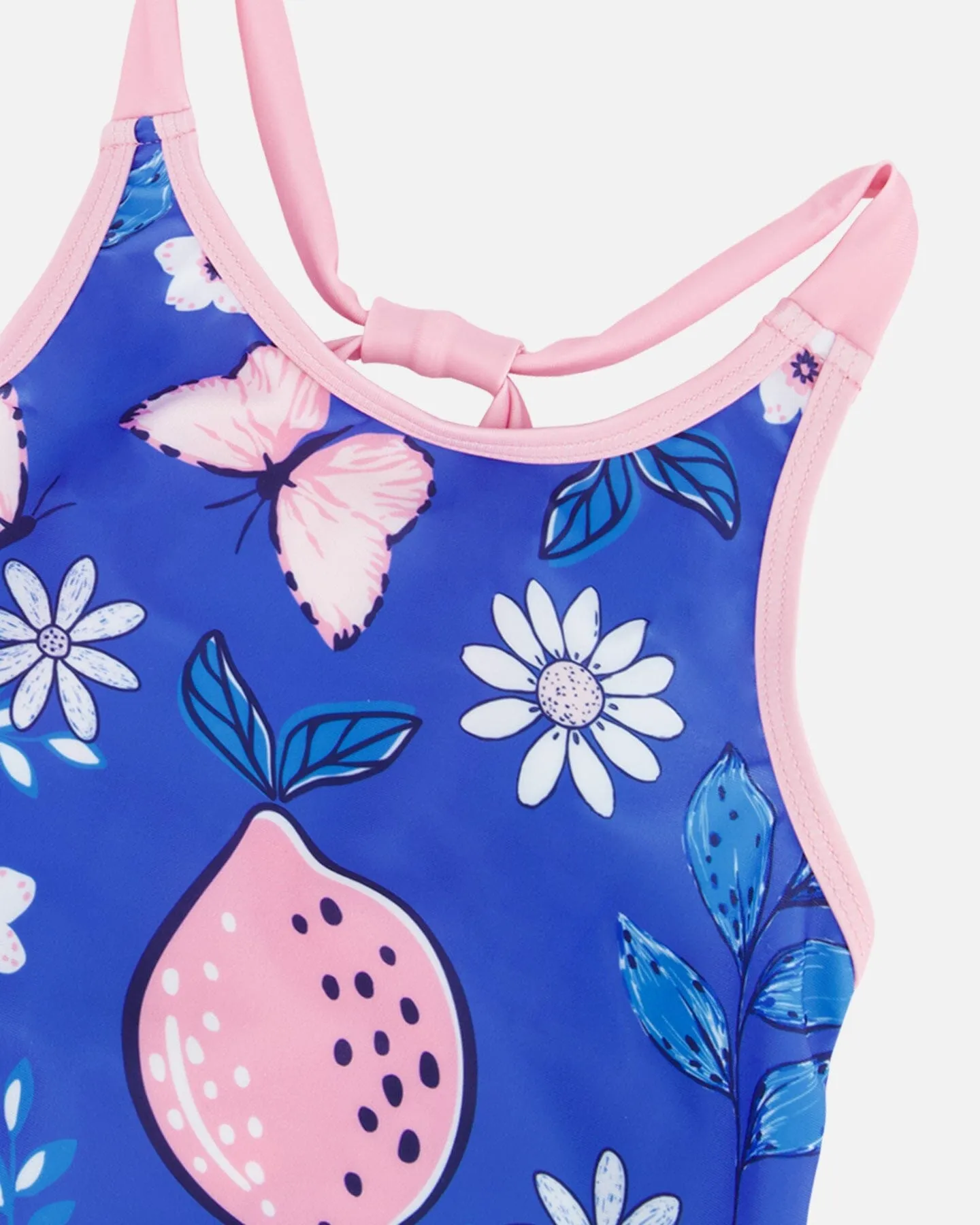 Beach Dress Royal Blue Printed Pink Lemon