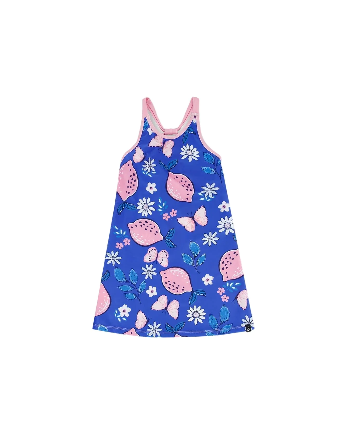 Beach Dress Royal Blue Printed Pink Lemon