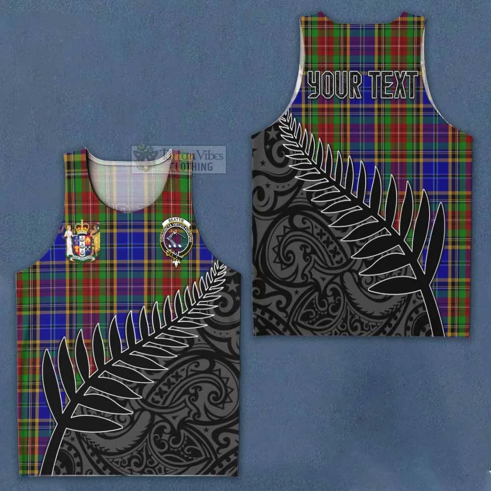 Beattie (Beatty) Crest Tartan Men's Tank Top with New Zealand Silver Fern Half Style