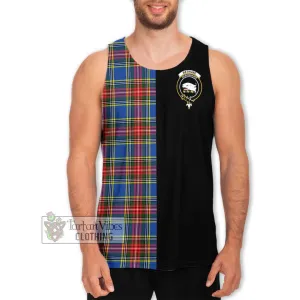 Bethune Tartan Men's Tank Top with Family Crest and Half Of Me Style