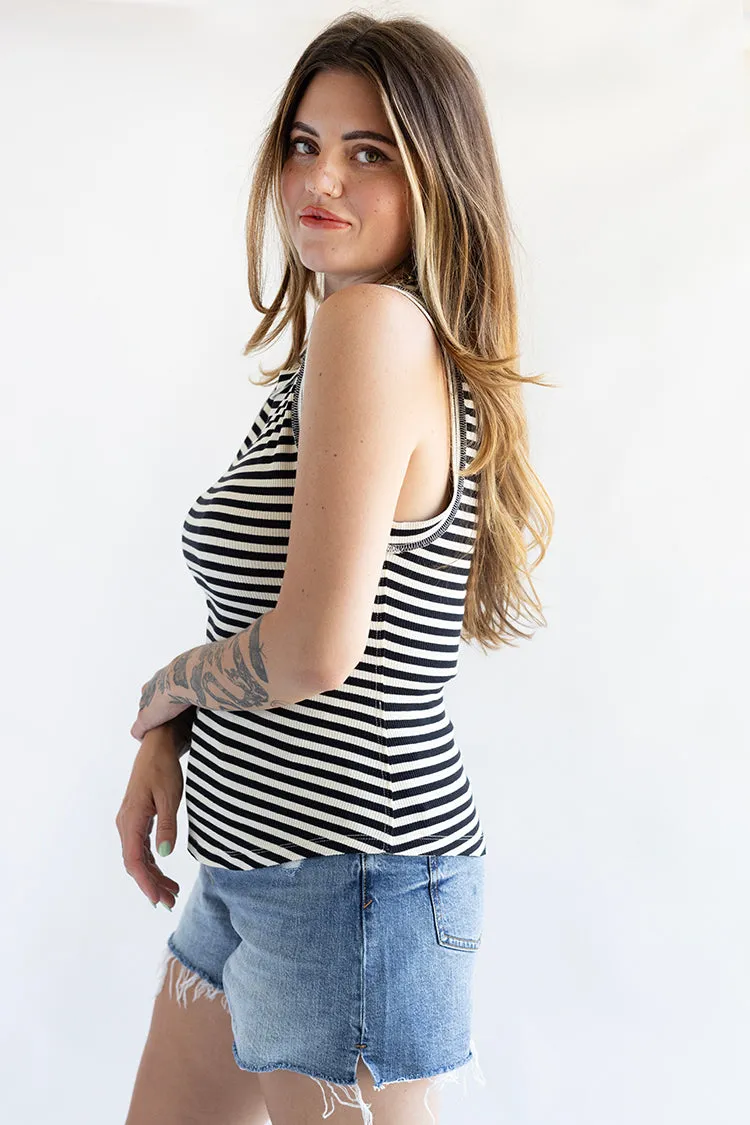 Black and White Stripe Tank Top