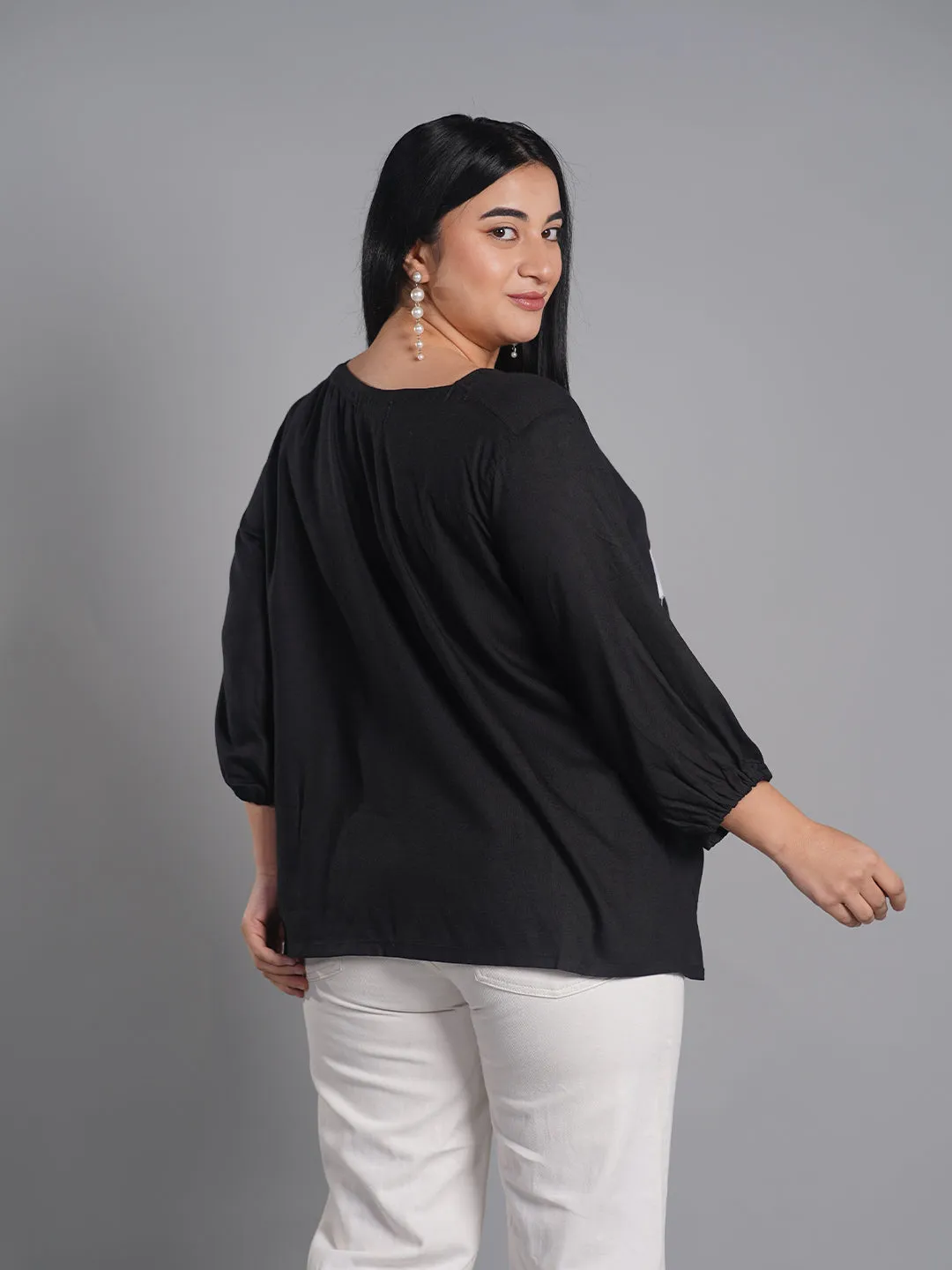 Black Rayon Top - Reeve