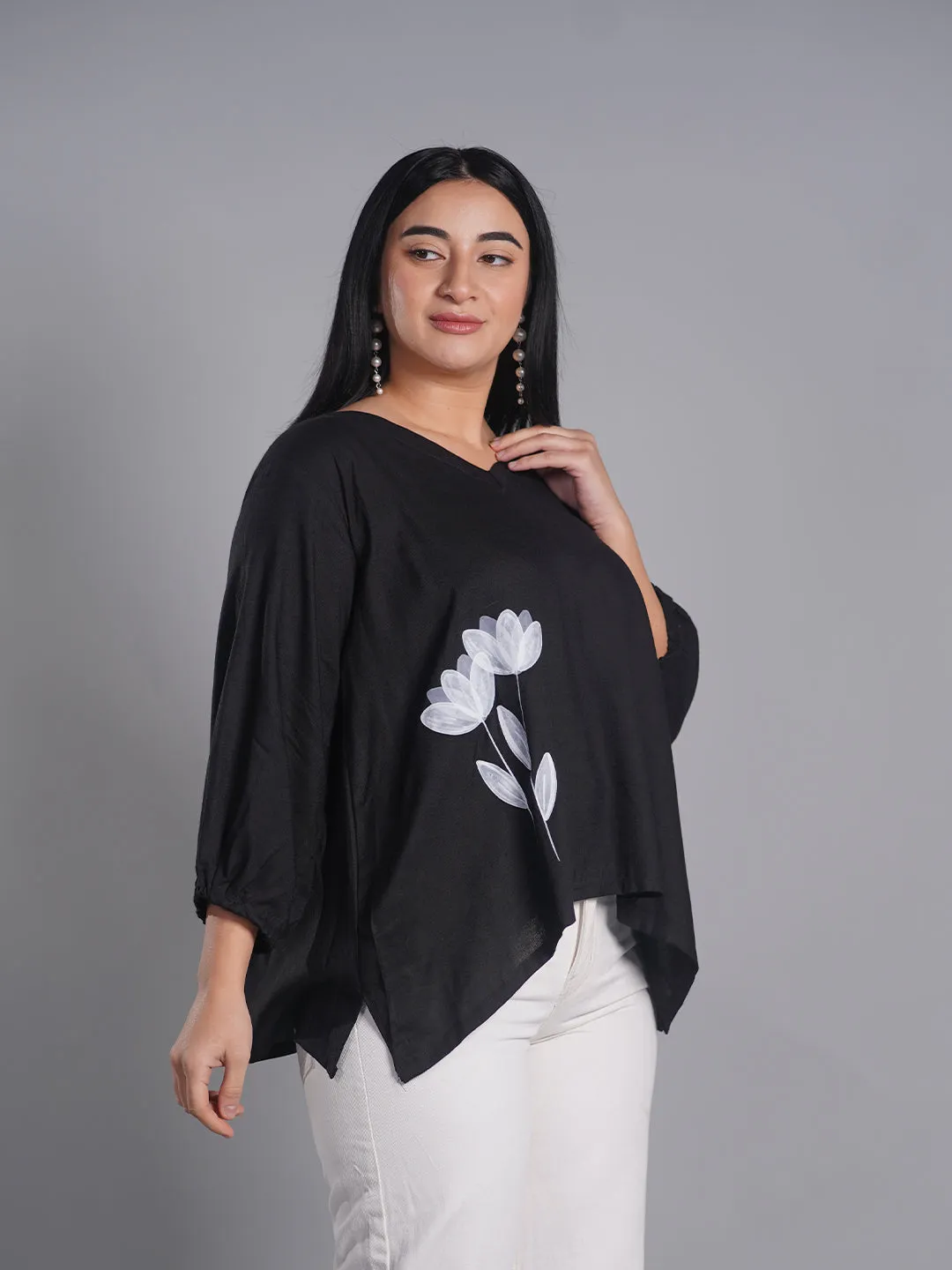 Black Rayon Top - Reeve