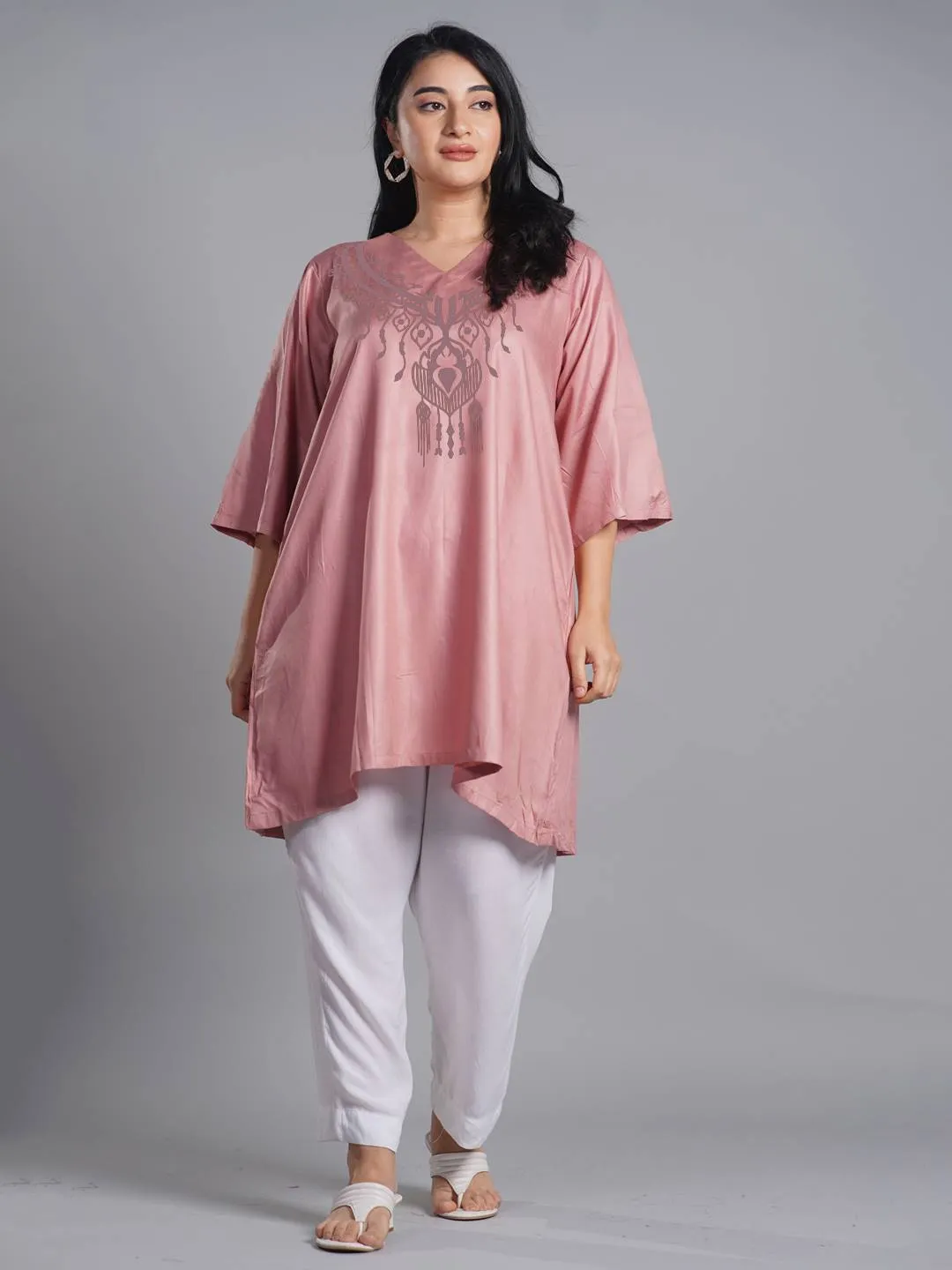 Blush Rayon Kurti - Chandelier