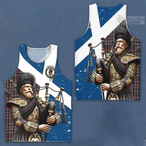 Borthwick Tartan Men's Tank Top with Family Crest Scottish Bagpiper Vibes