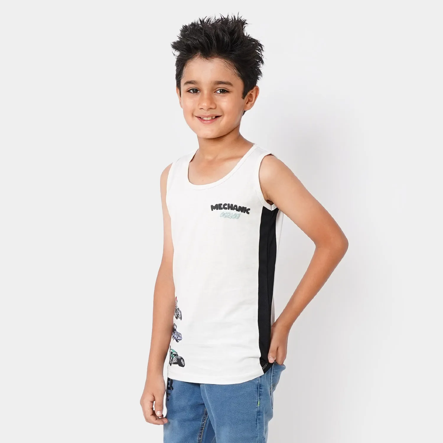 Boys Cotton Sando Mechanic - Barley Blue