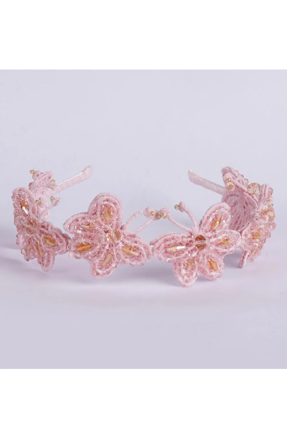 Butterfly Beaded Metallic Hairband - Pink/Blue/White