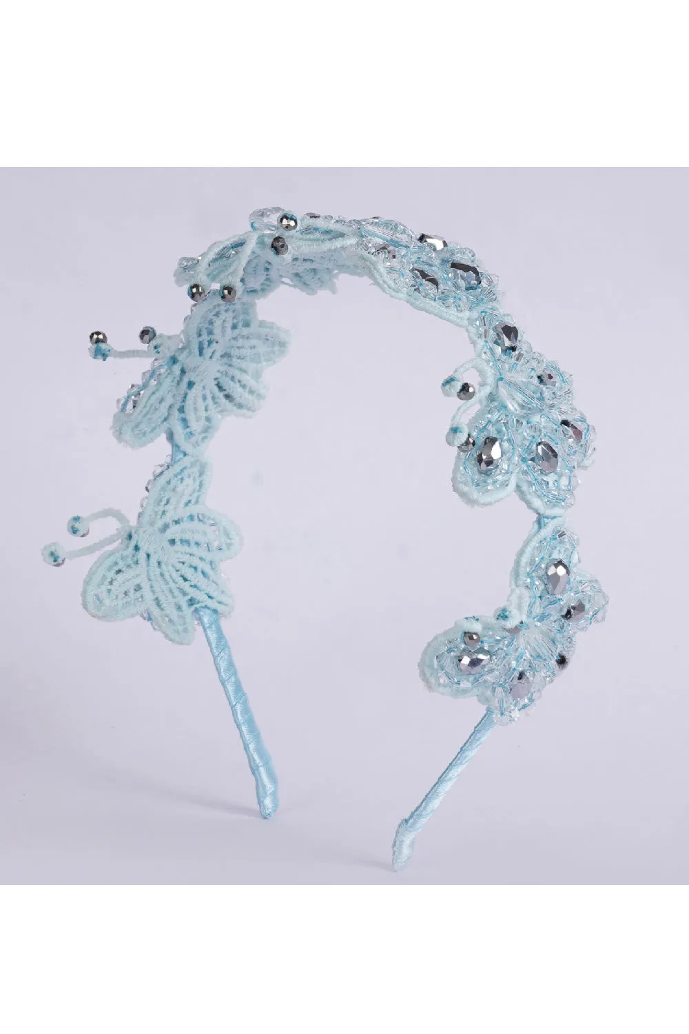 Butterfly Beaded Metallic Hairband - Pink/Blue/White