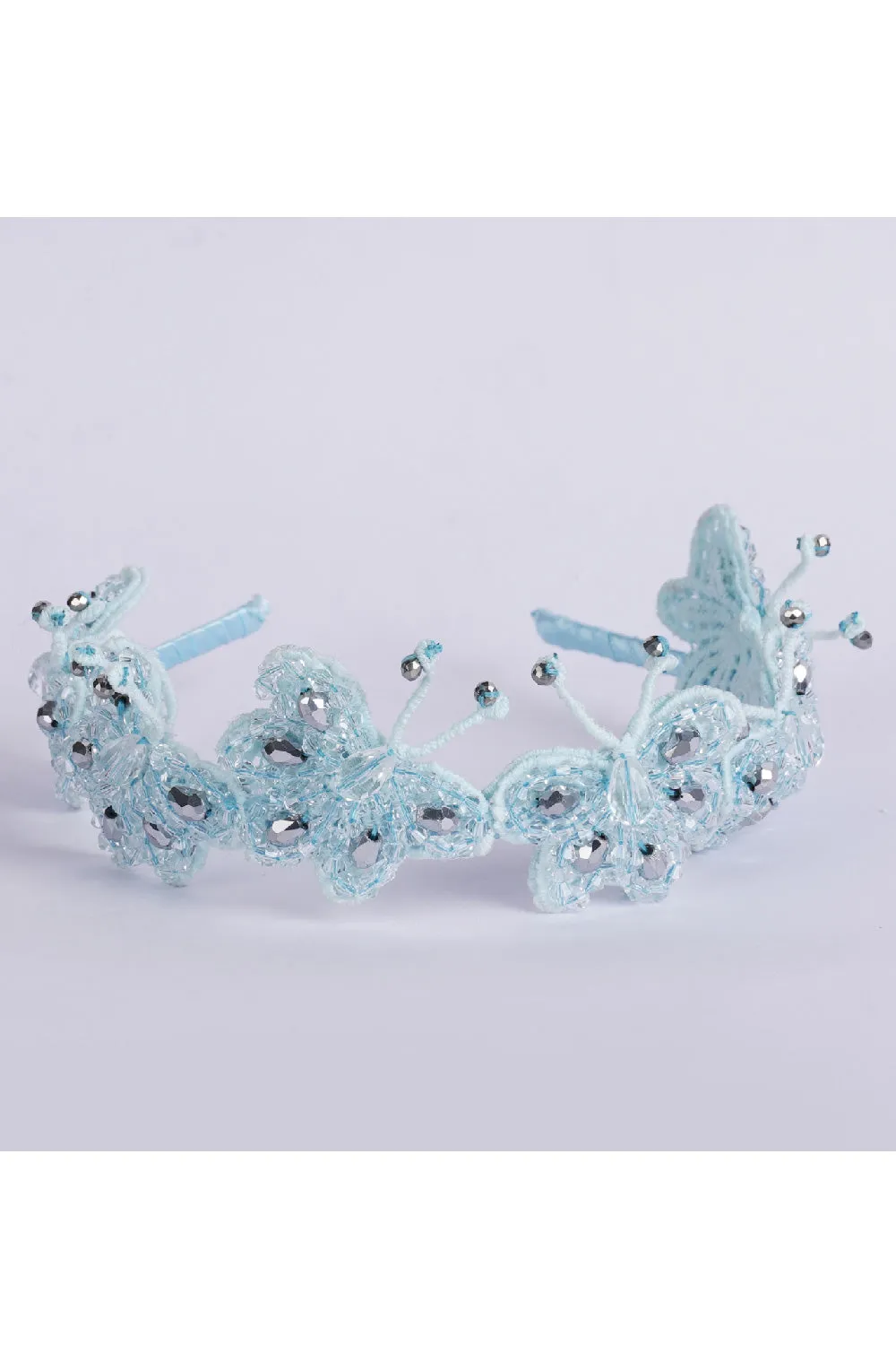 Butterfly Beaded Metallic Hairband - Pink/Blue/White