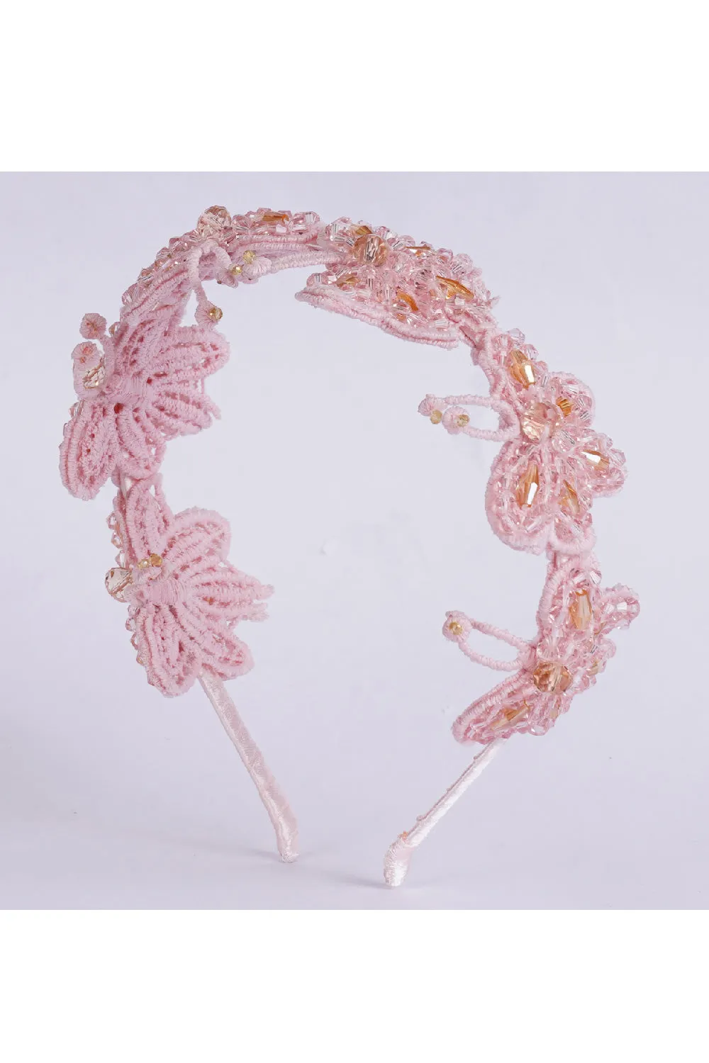 Butterfly Beaded Metallic Hairband - Pink/Blue/White