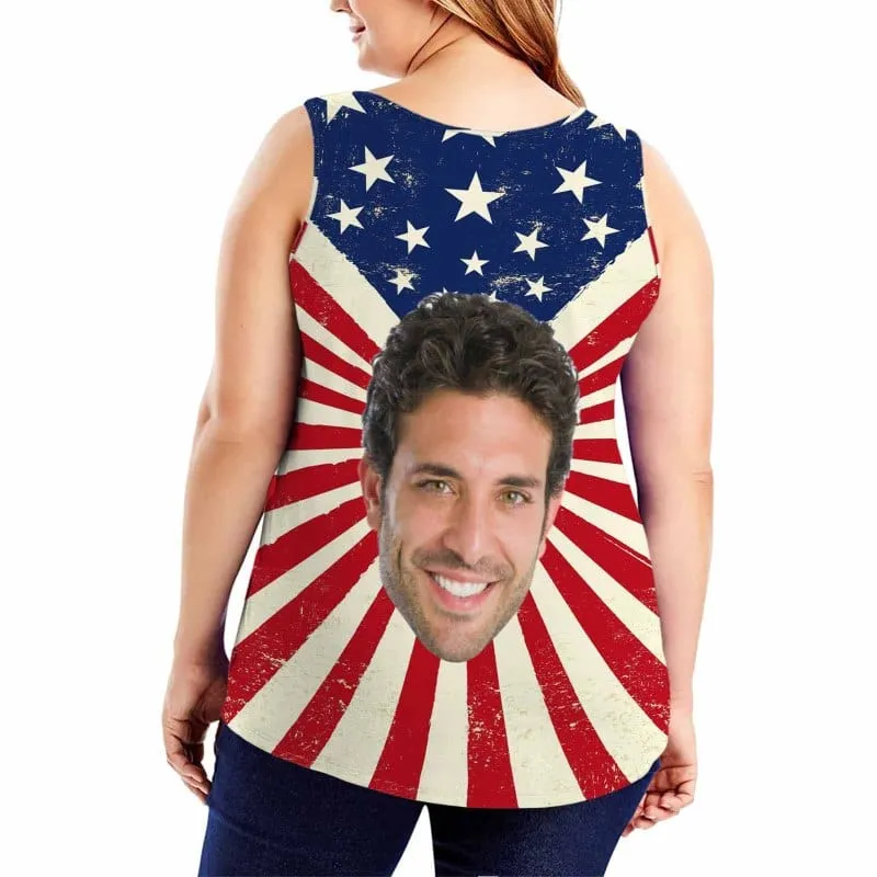 Custom Face Flag Tops Personalized Star Women's All Over Print Tank Top for Independence Day