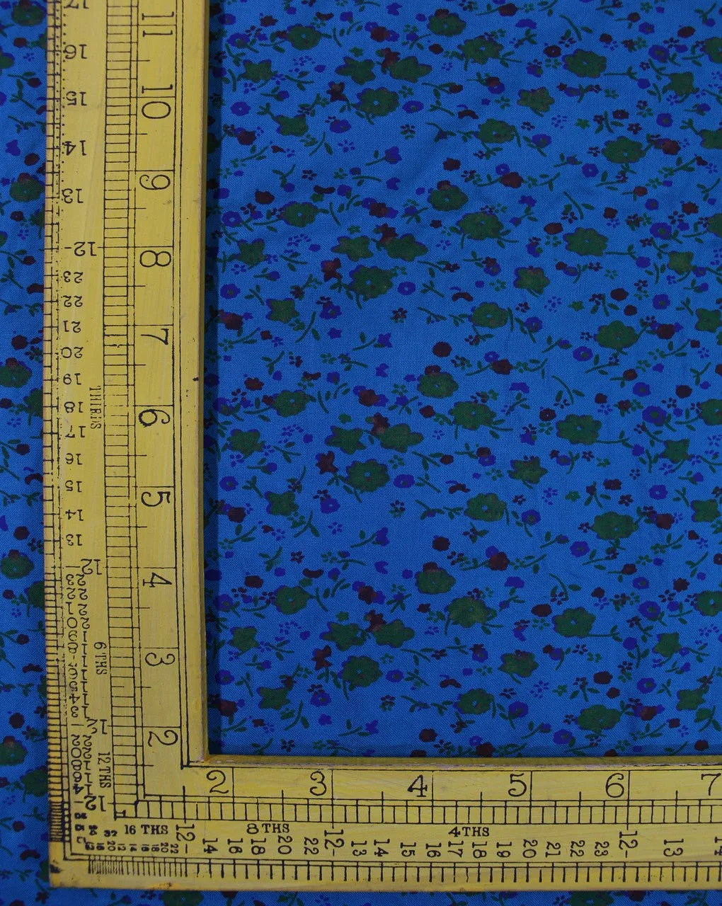 Dark Cyan And Multicolor Floral Print Rayon Fabric