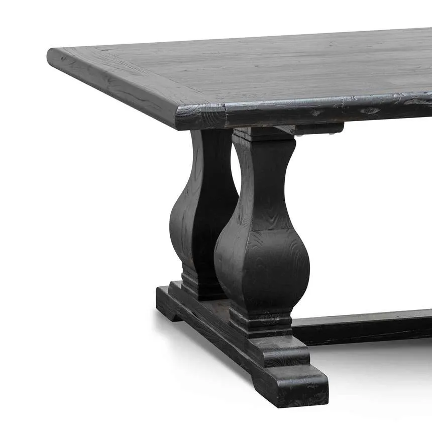 Elm Wood Dining Table 2.4m - Full Black