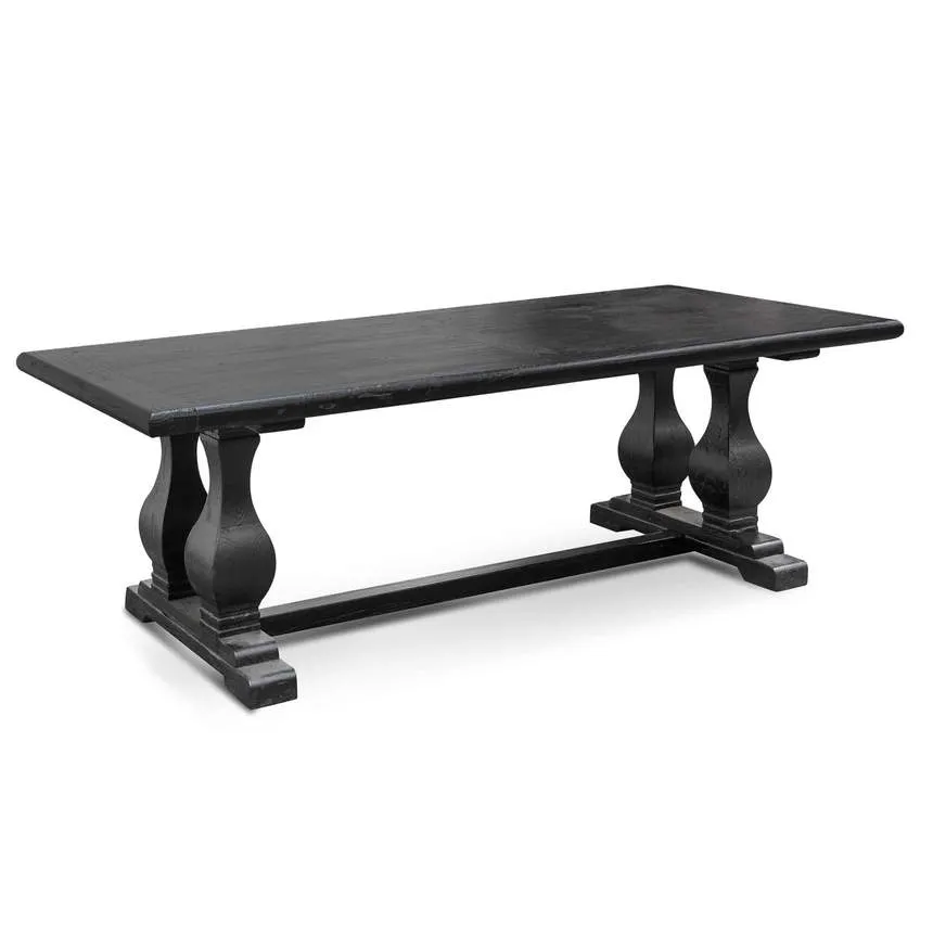 Elm Wood Dining Table 2.4m - Full Black