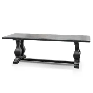 Elm Wood Dining Table 2.4m - Full Black