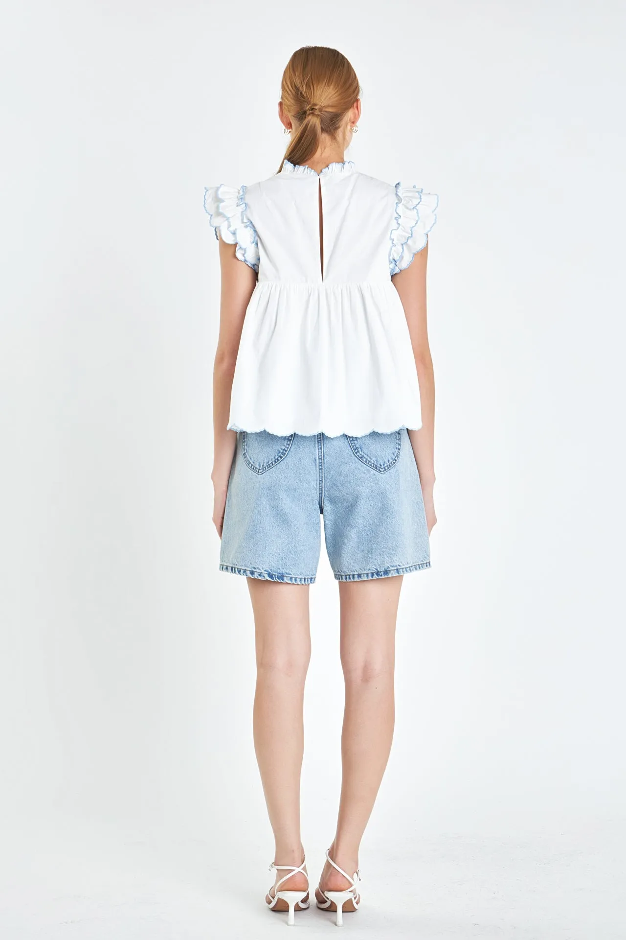 English Factory - Embroidered Scallop Top