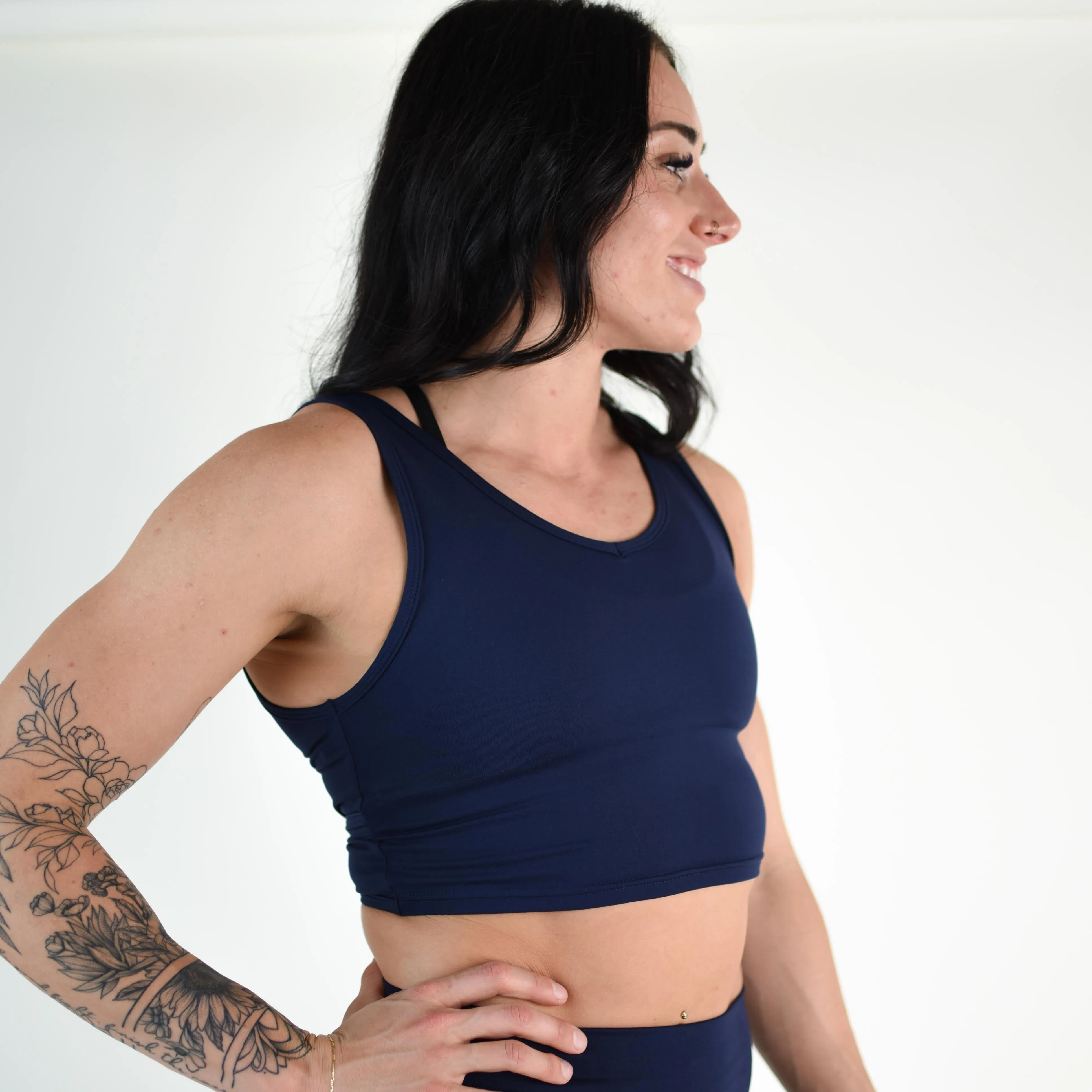 FLEO Wrap Crop Tank - Classic Navy