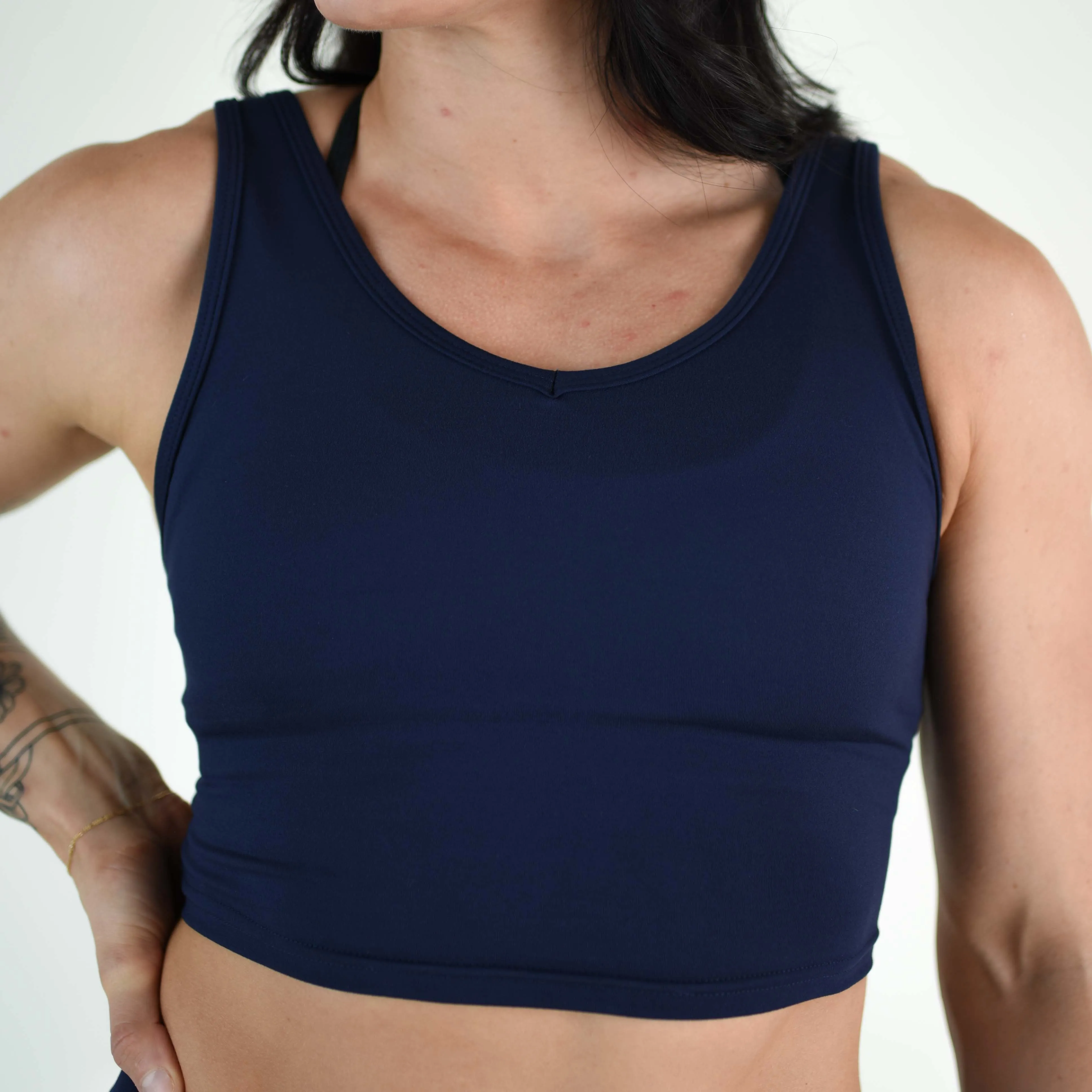 FLEO Wrap Crop Tank - Classic Navy