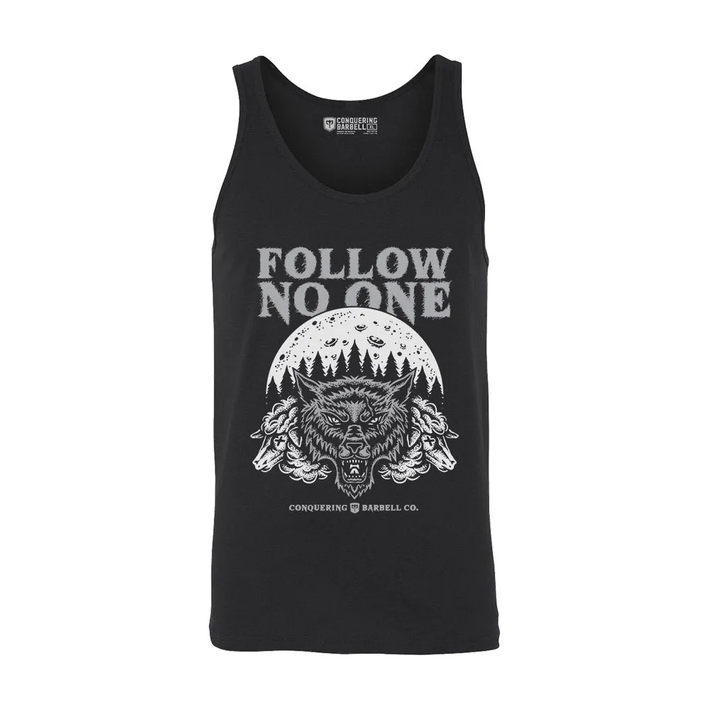 Follow No One - on Black tank top