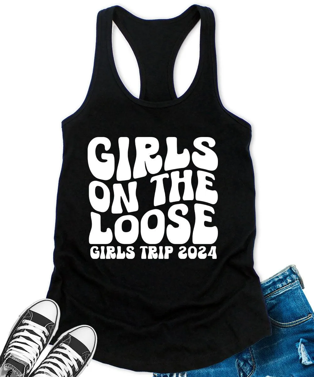 Girls on The Loose 2024 Racerback Tank Top for Women Letter Print Sleeveless Summer Tops