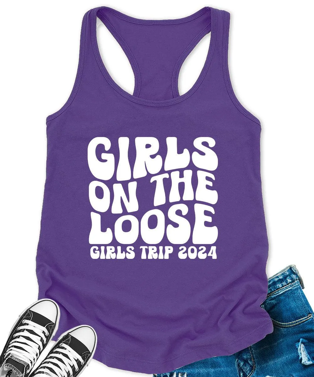 Girls on The Loose 2024 Racerback Tank Top for Women Letter Print Sleeveless Summer Tops