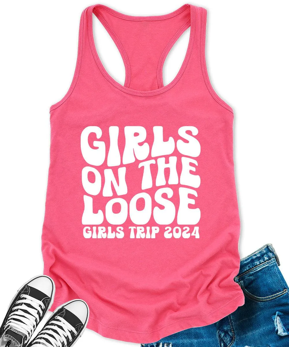 Girls on The Loose 2024 Racerback Tank Top for Women Letter Print Sleeveless Summer Tops