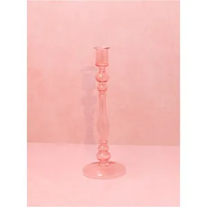 Gisela Graham 27cm Pink Slim Piped Candlestick Holder