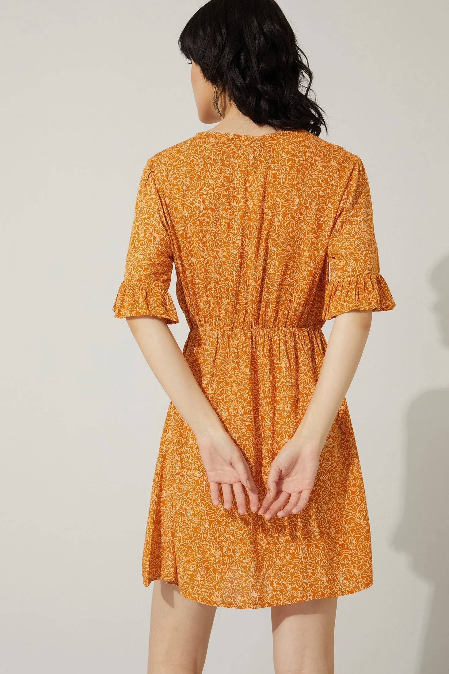 Golden Poppy Drop Waist Dress