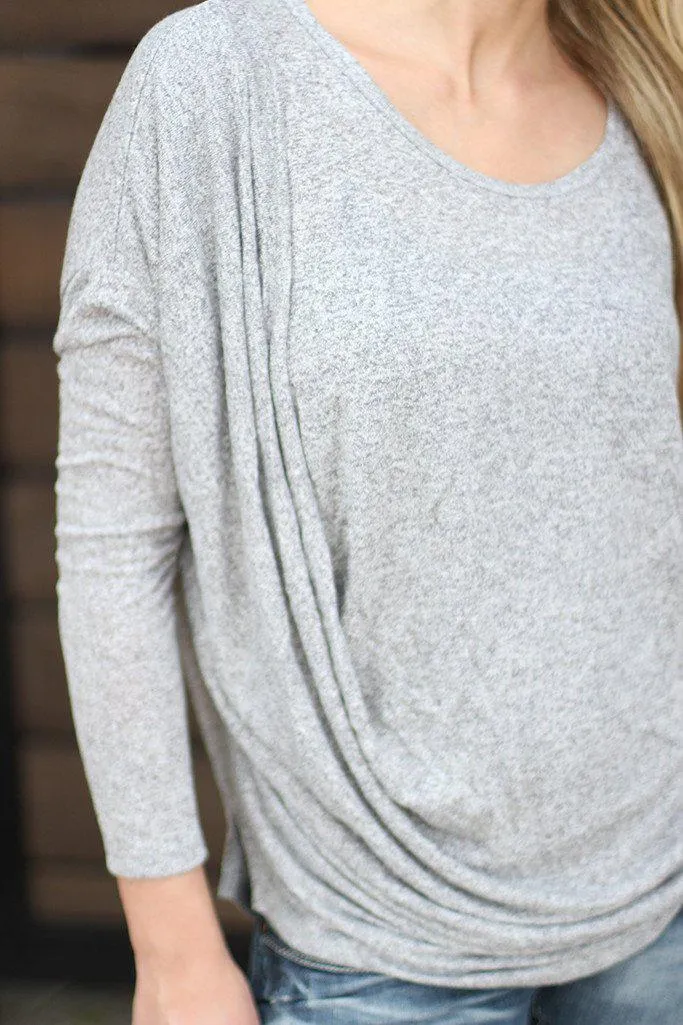 Gray Draped Top