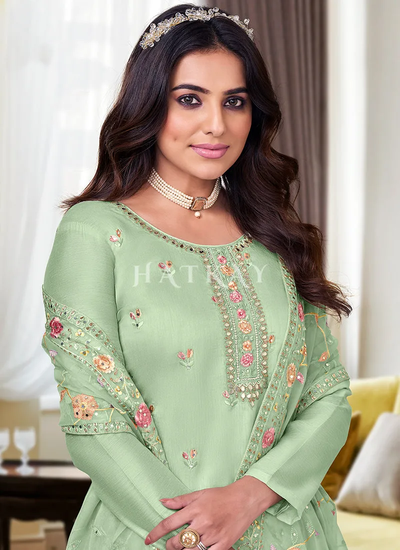 Green Floral Embroidery Pakistani Salwar Kameez