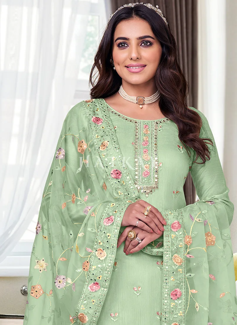 Green Floral Embroidery Pakistani Salwar Kameez