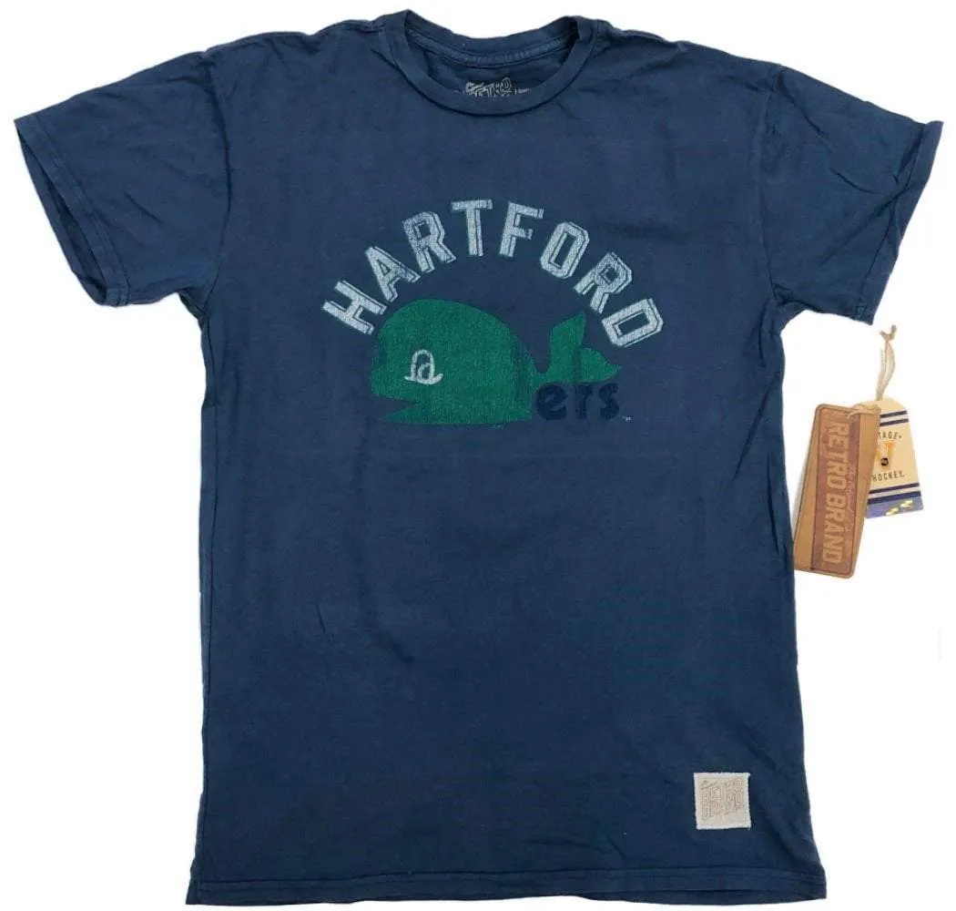 Hartford Whalers Retro Brand Blue Short Sleeve Hockey Whale T-Shirt